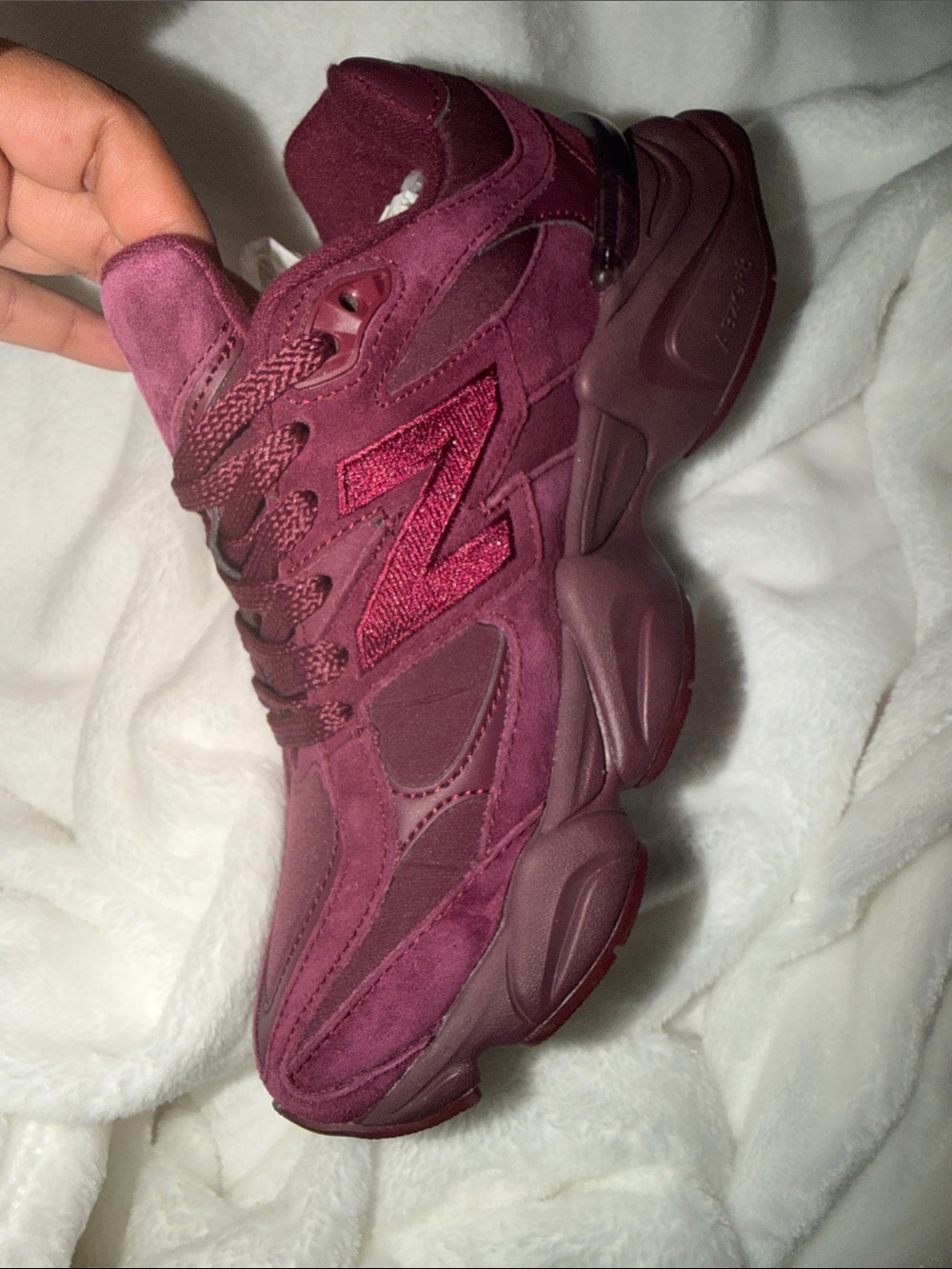 New Balance Women's Burgundy/Plum Suede Chunky Sneaker - Picture 2 of 7